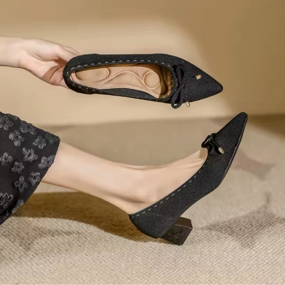 Elegant Black  KnittedWomen's Shoes